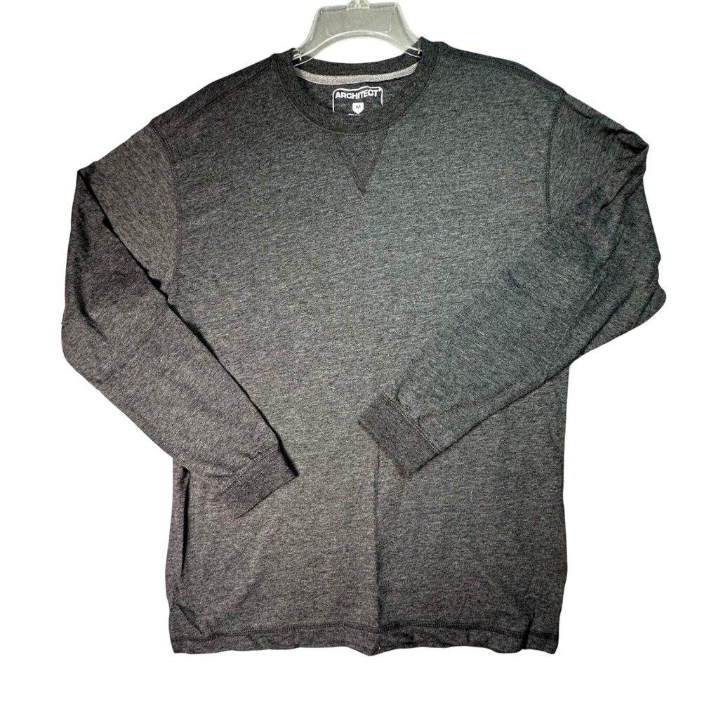Architect Mens Long Sleeve Crew Neck T-Shirt Casual Basics Size M Gray Layering